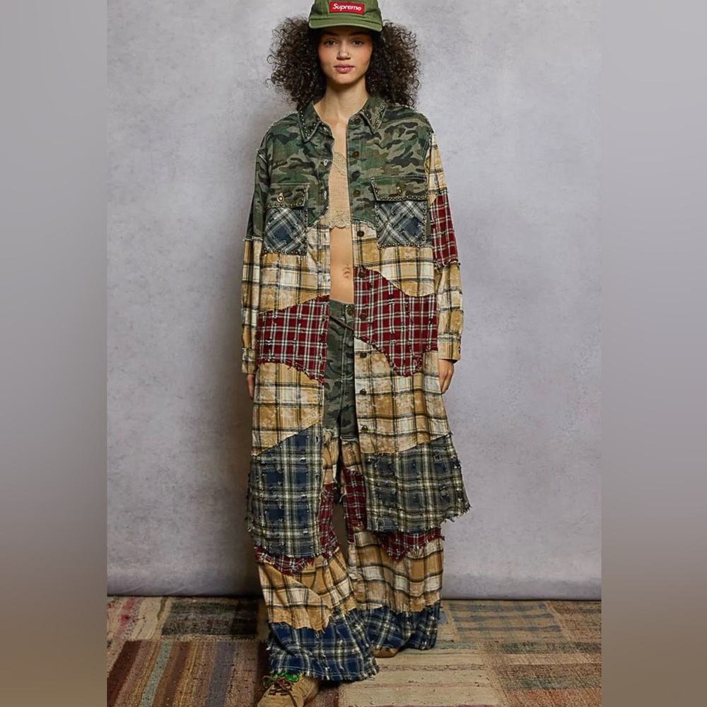 POL Camo Multicolor Patchwork Long Jacket/Dress